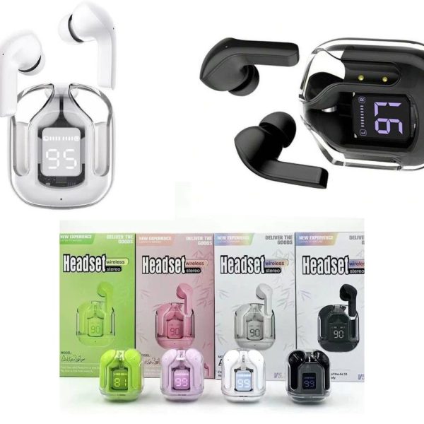 Air31 Earbuds Wireless Crystal Transparent Body | Air 31 Bluetooth Ear Bud Without Pouch – (random Color)